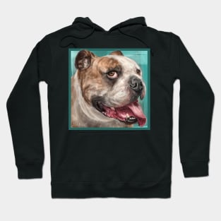 Painting of a Happy go Lucky Bulldog with Its Tongue Out Hoodie